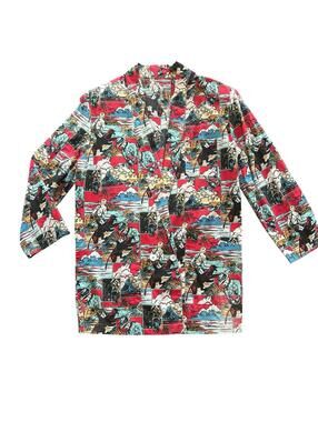 Vintage 70s Novelty Print Cotton Blazer Jungle Panther Scenic Unlined Womens L